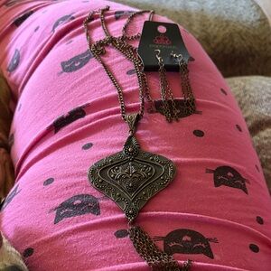 Paparazzi Antique Brass Necklace and Earring Set